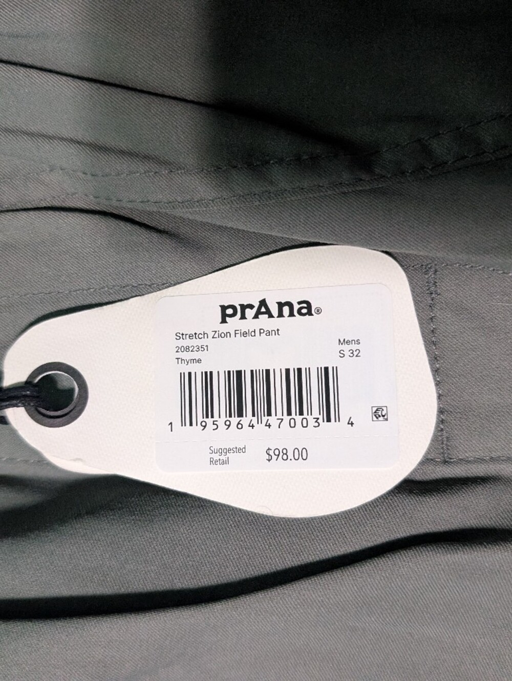 Prana Stretch Zion Field Pant Smallx32L NWT - Picture 3 of 4